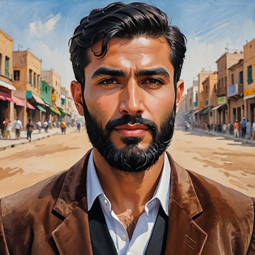 Elegant Gentleman in Velvet Suit: Impasto Oil Painting