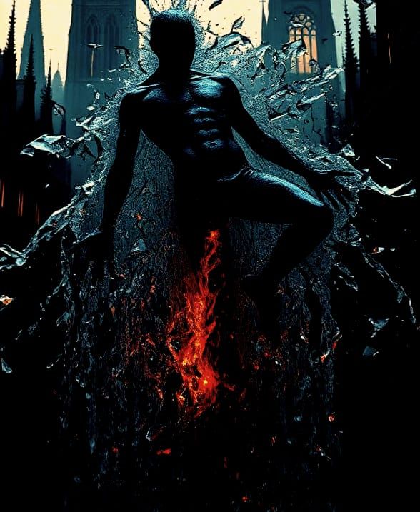 A Surreal Drowning Scene in Deep, Fantastical Colors