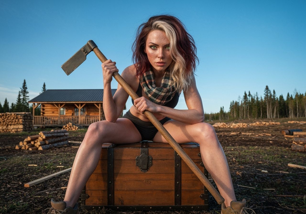 Athletic Lumberjack in Quebec Cabin, 8K Photo
