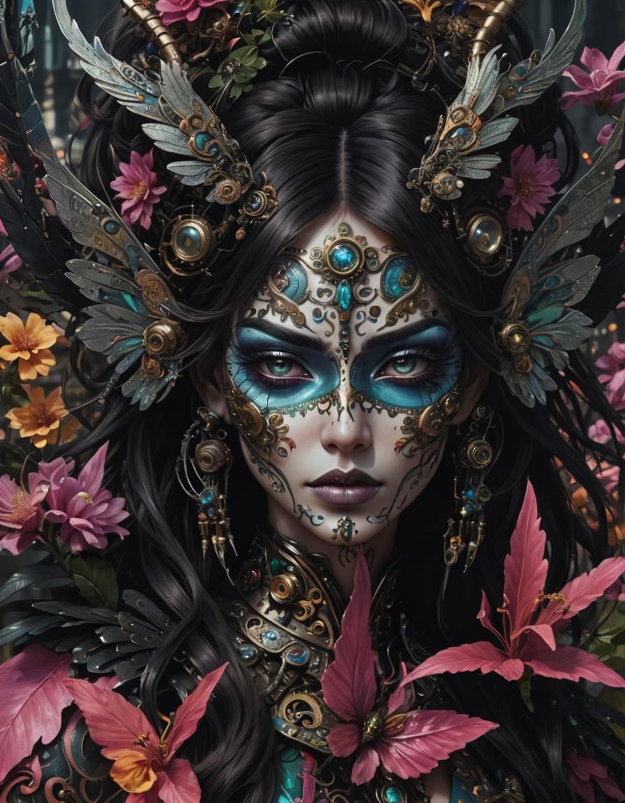 Clockwork Mecha Cyborg in Ornate Baroque Style