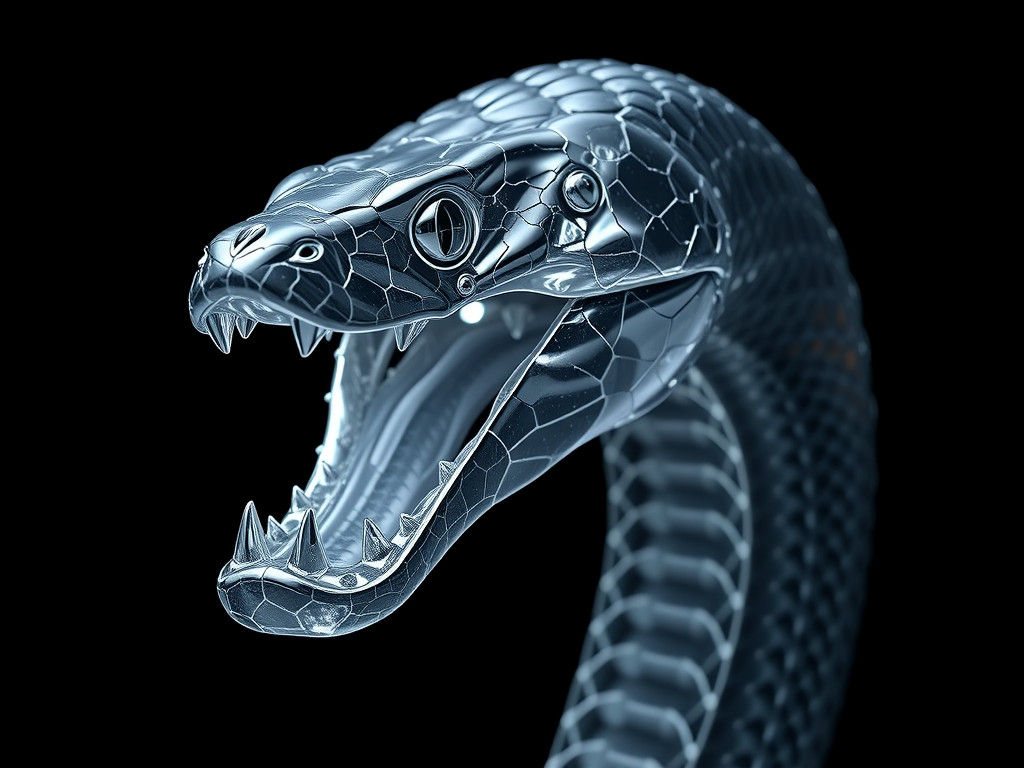 Transparent Anaconda Head in Chrome with Cracks