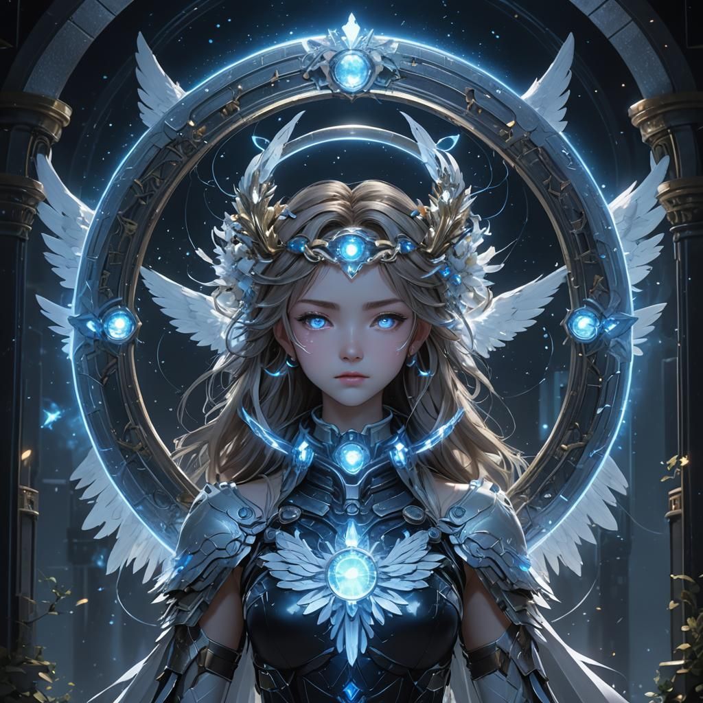 Angel of Light: Celestial Halo in Vibrant Anime Style