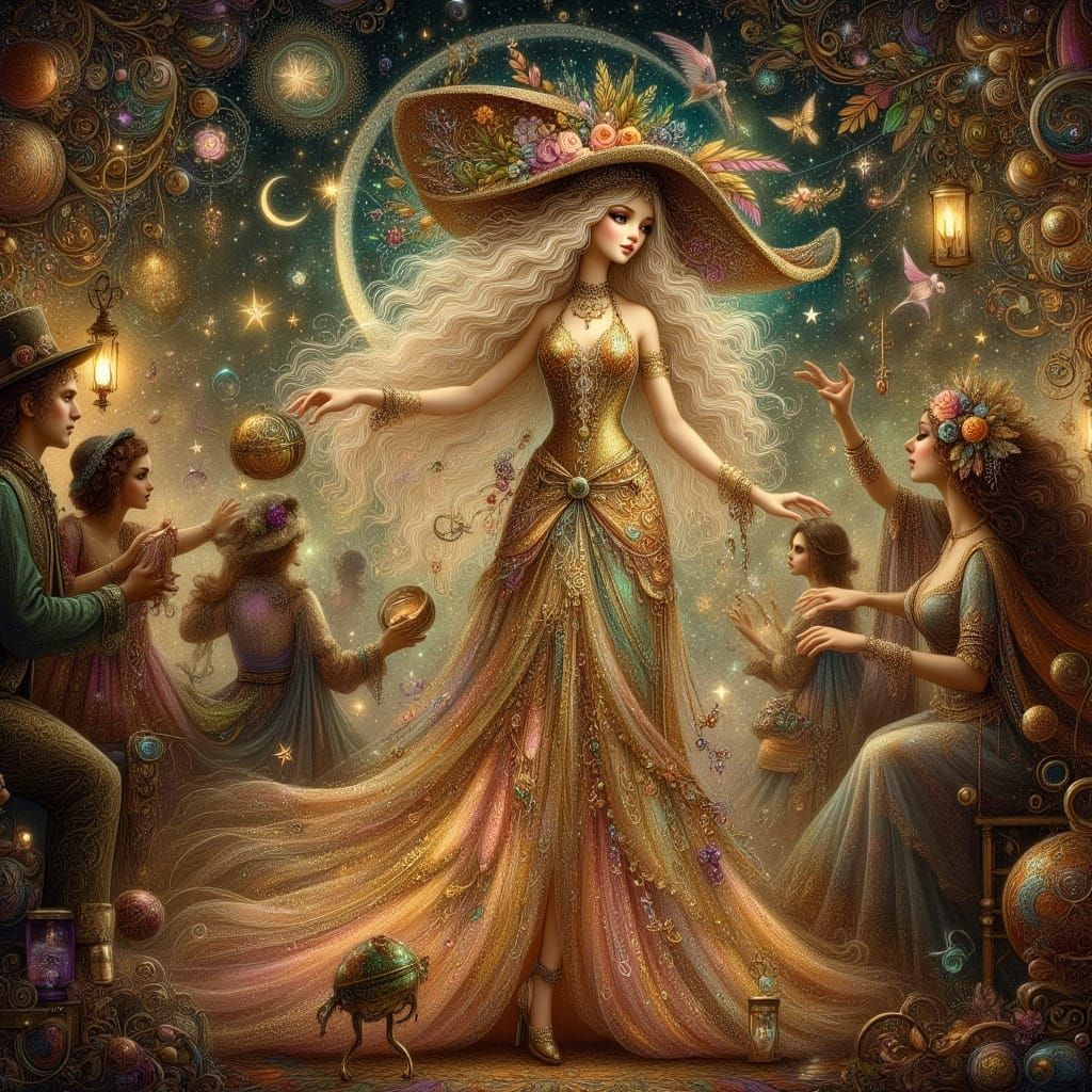 Flapper Sorceress Dancing in Speakeasy, Vintage Style