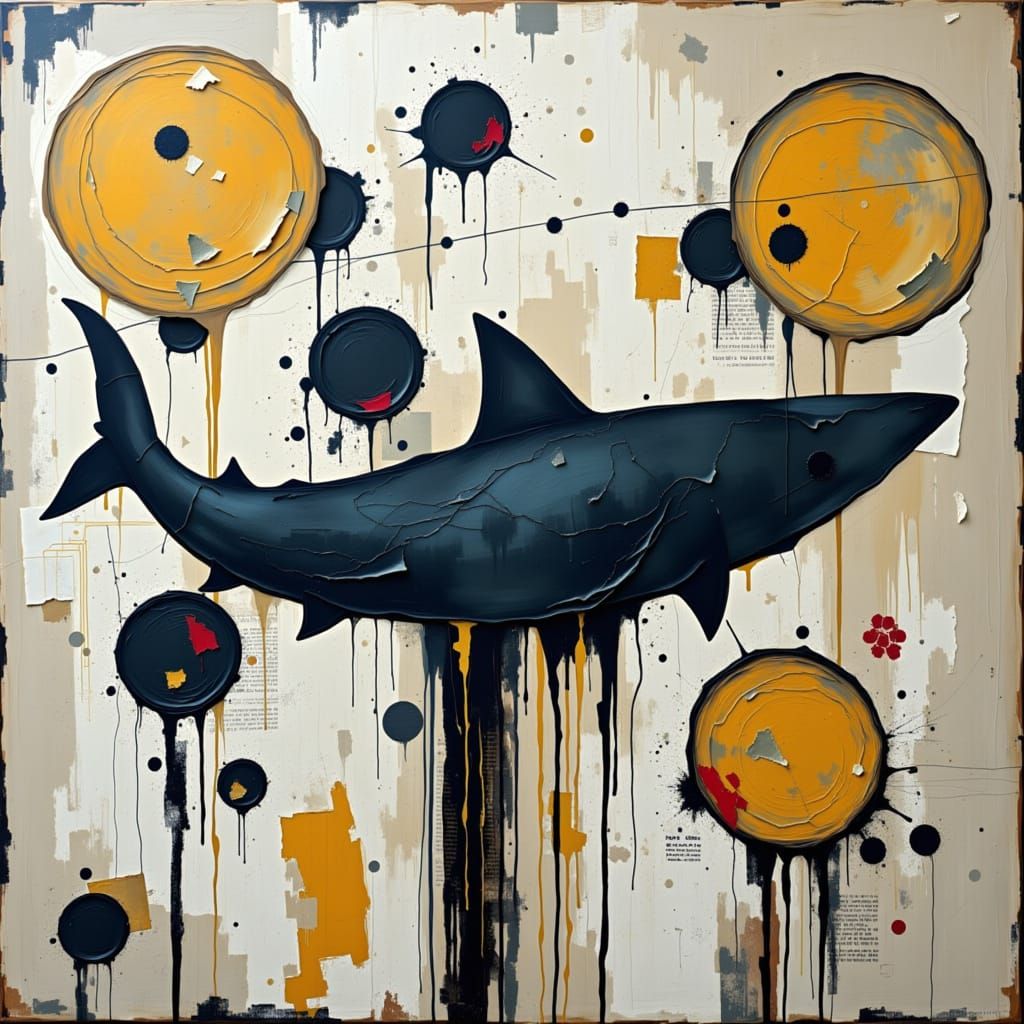 Abstract Sea Creatures Form Faux Shark