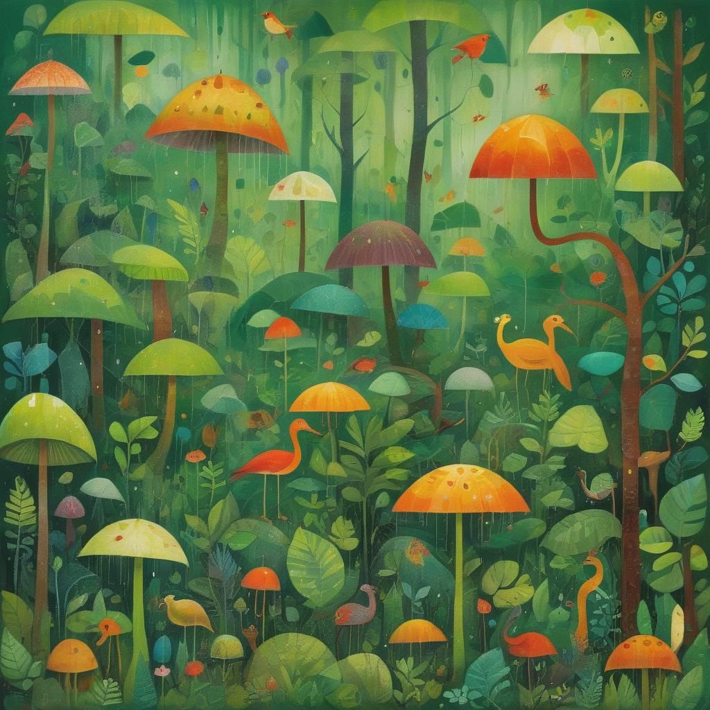 Lush Rainforest Landscape Inspired by Modern Masters