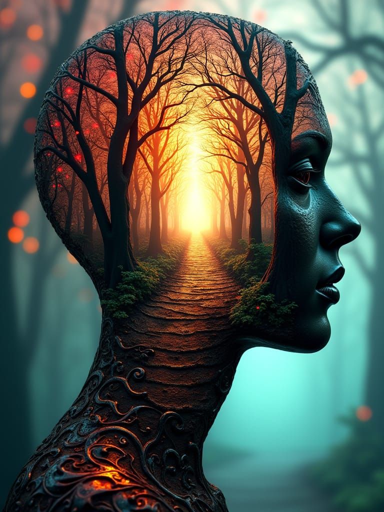 Surreal Metal Silhouette Reveals Dreamlike Forest in Radiant...