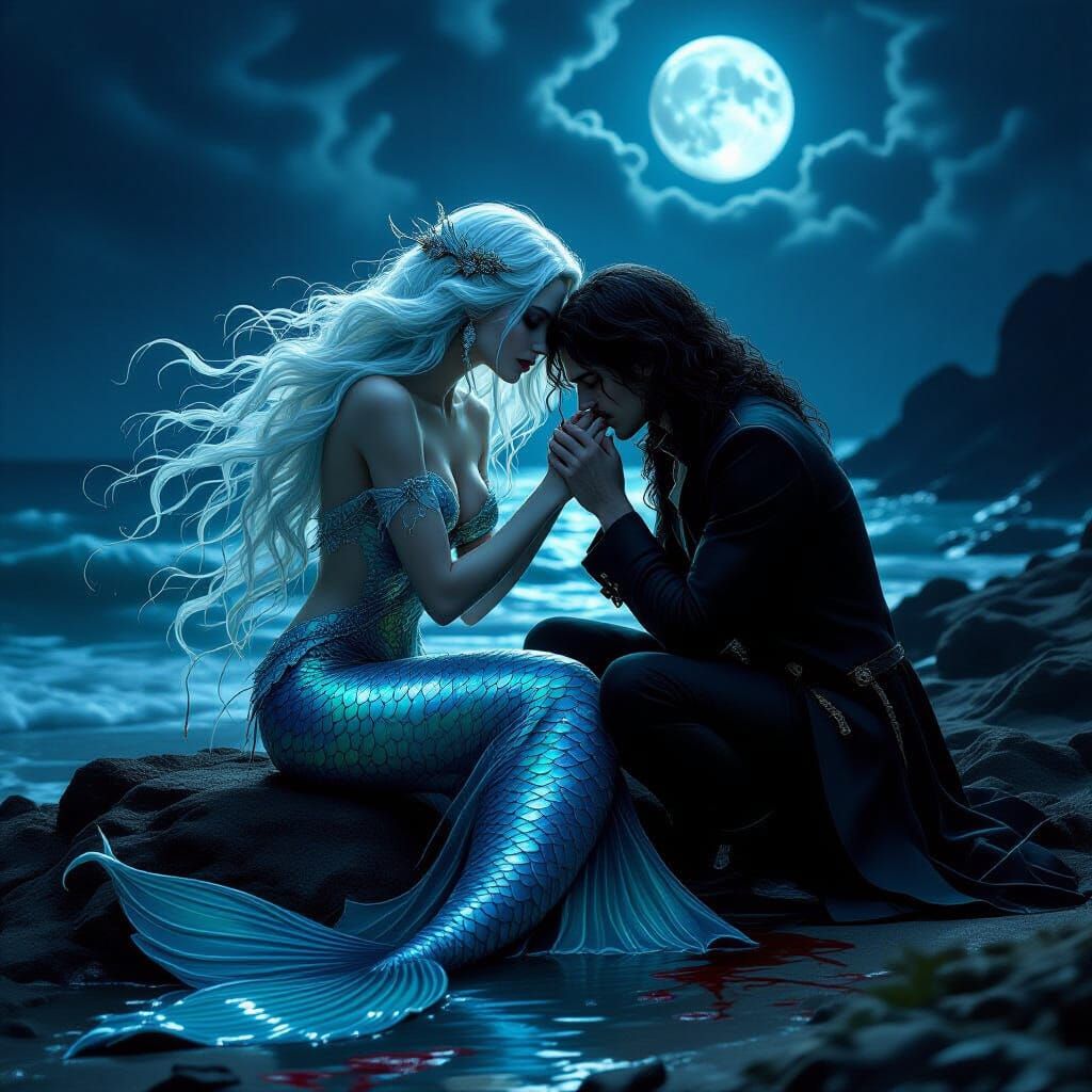 Mermaid Trades Heart for Legs in Dark Fantasy Art