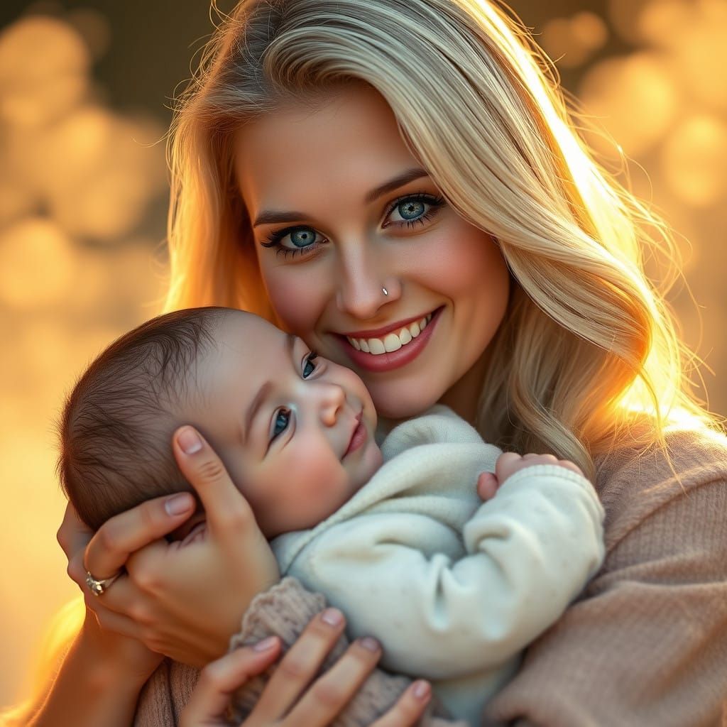 Mother's Loving Moment in Whimsical Warmth