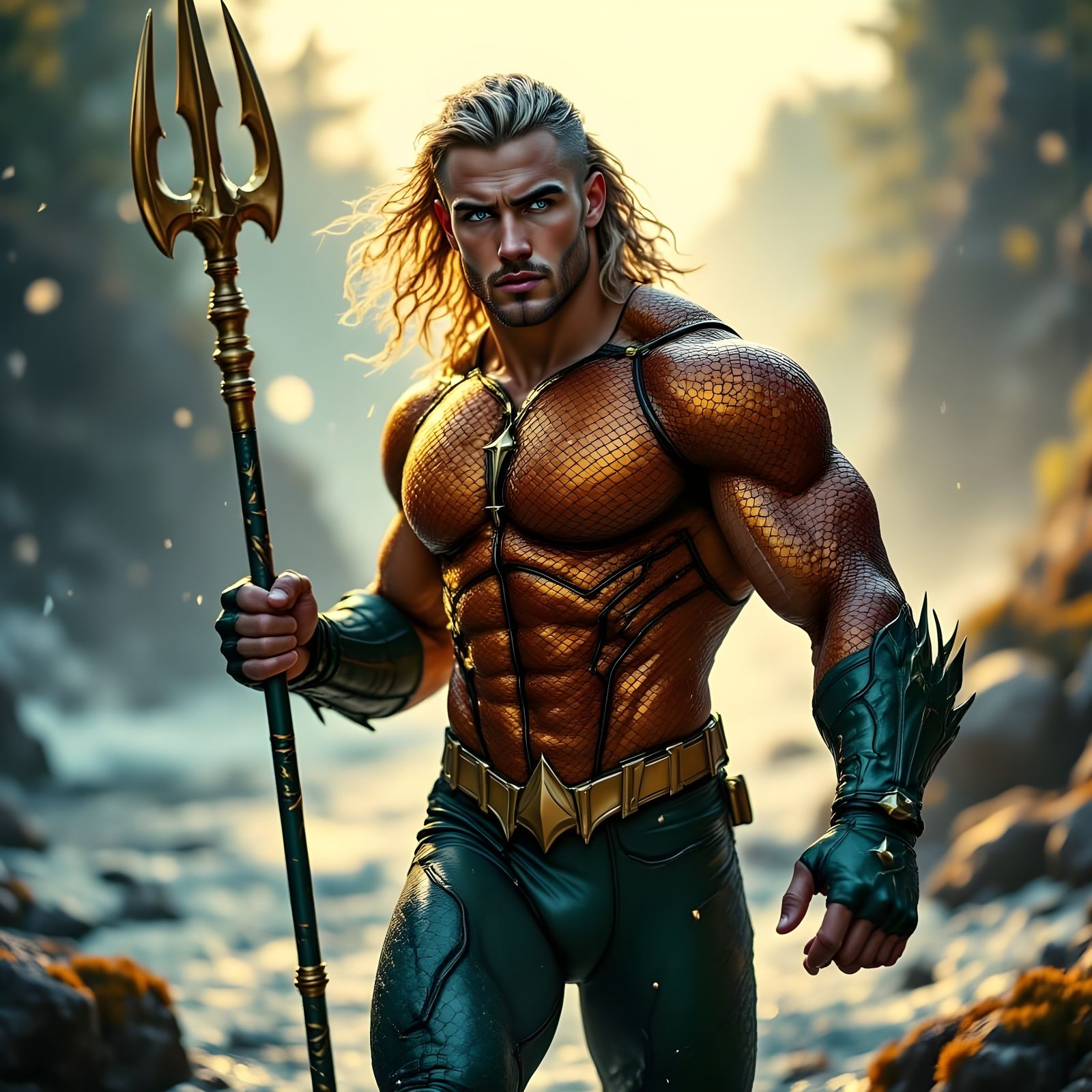 Heroic Aquaman in Epic Orange and Green Armor