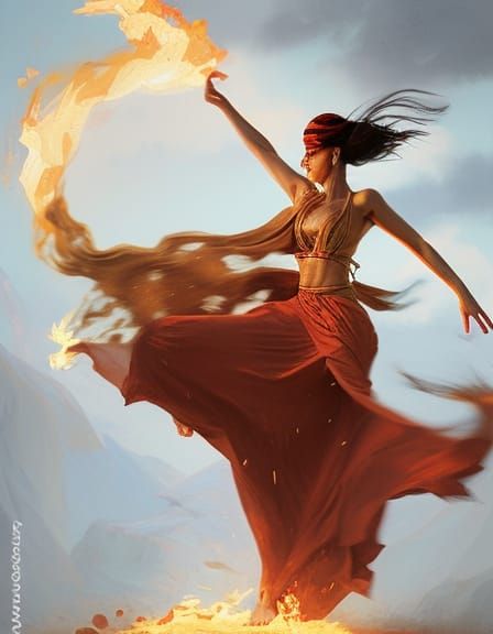 Arabian woman firedancer