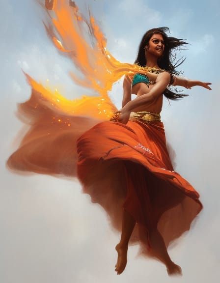 Arabian woman firedancer