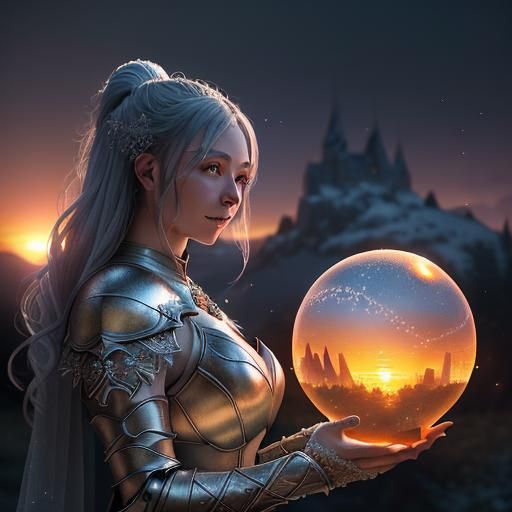 Orb Landscape with Distant Castle in Cinematic Lighting