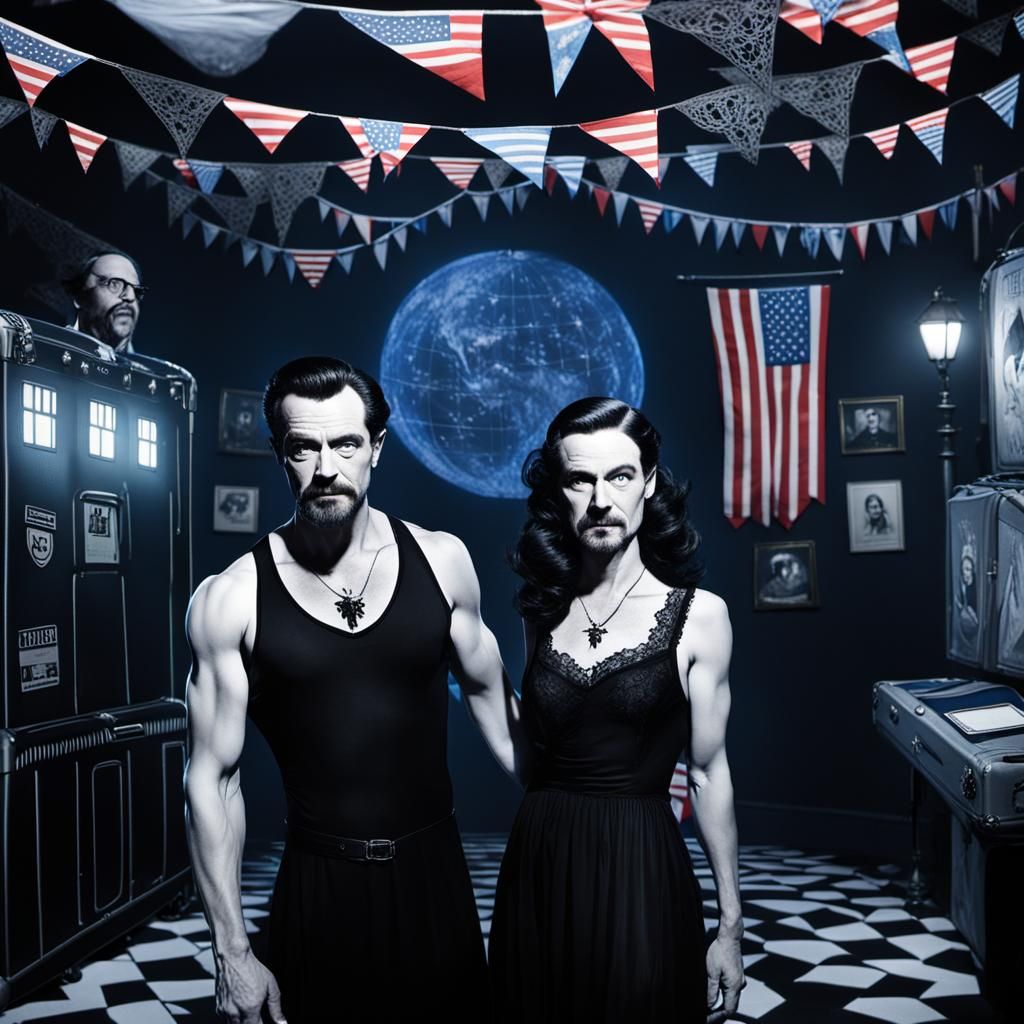 A Campy Horror Couple Portrait in Gothic Style