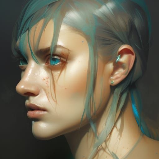 Dynamic Portrait in Art Nouveau Style