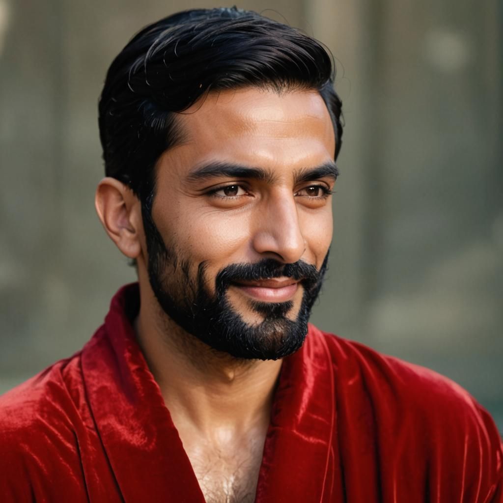 Art Deco Portrait: Man in Velvet Robe