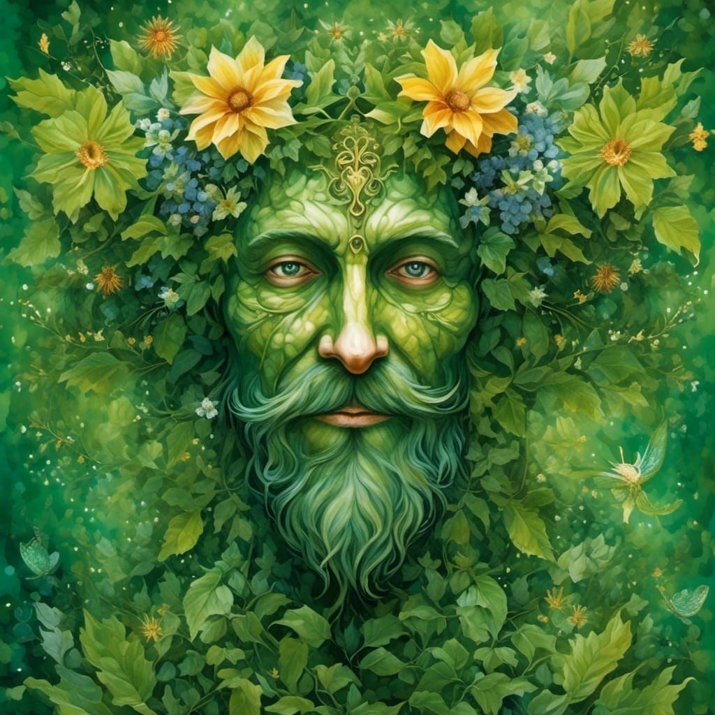 Pagan Green Man with Midsummer Celebration
