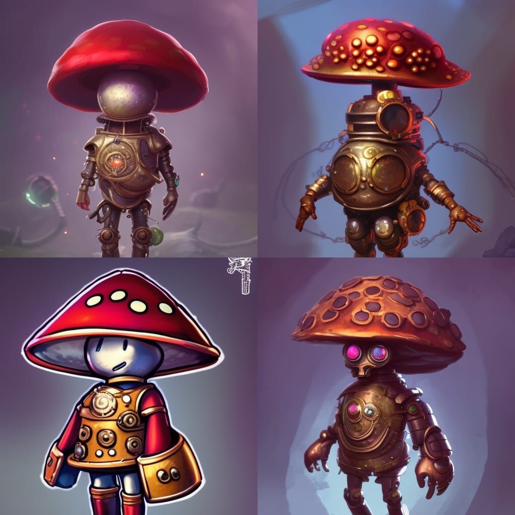 Steampunk Myconid Artificer in Detailed Armor