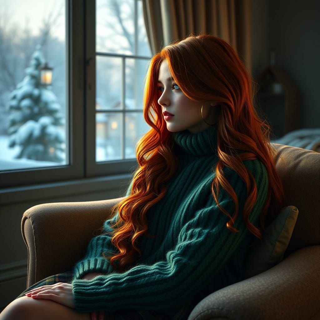 Surreal Digital Portrait of a Young Woman in Winter Wonderla...