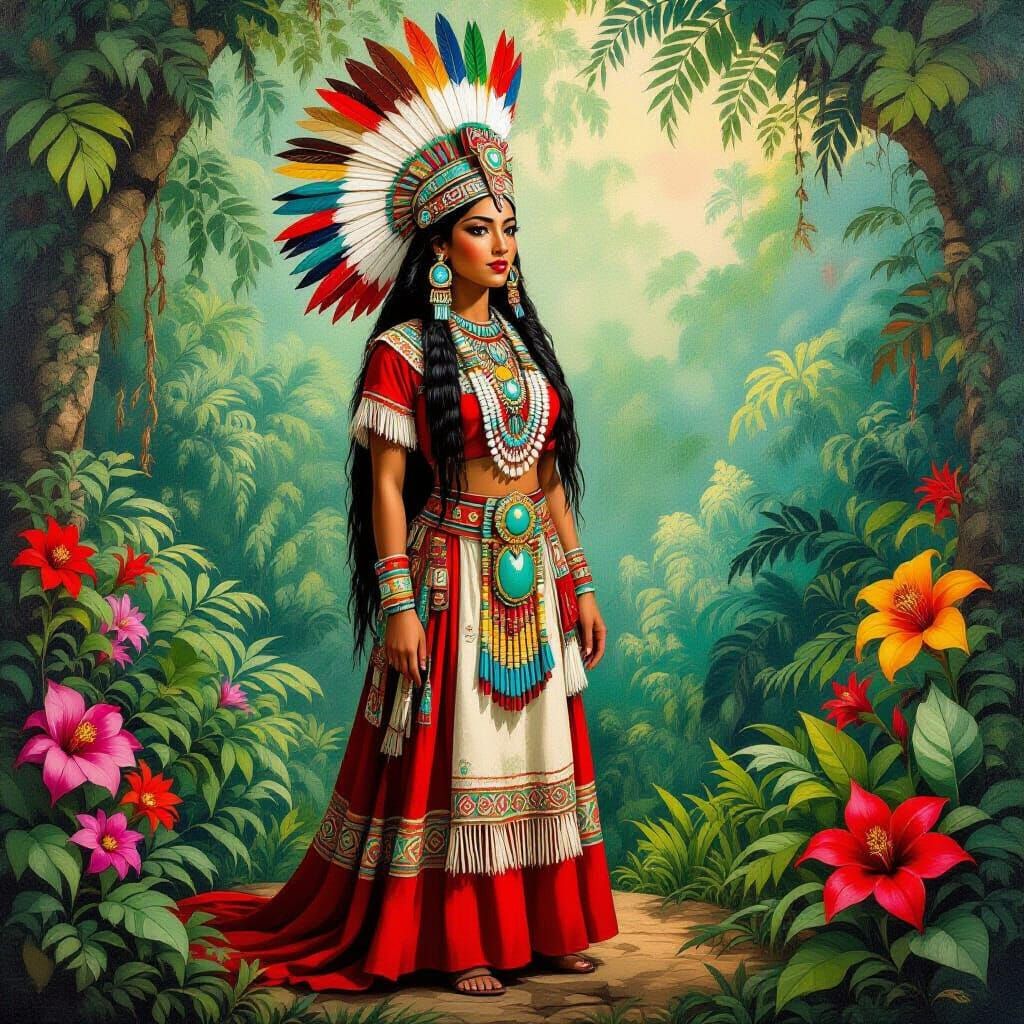 Coatlicue: Mexican Goddess in Aztec Attire