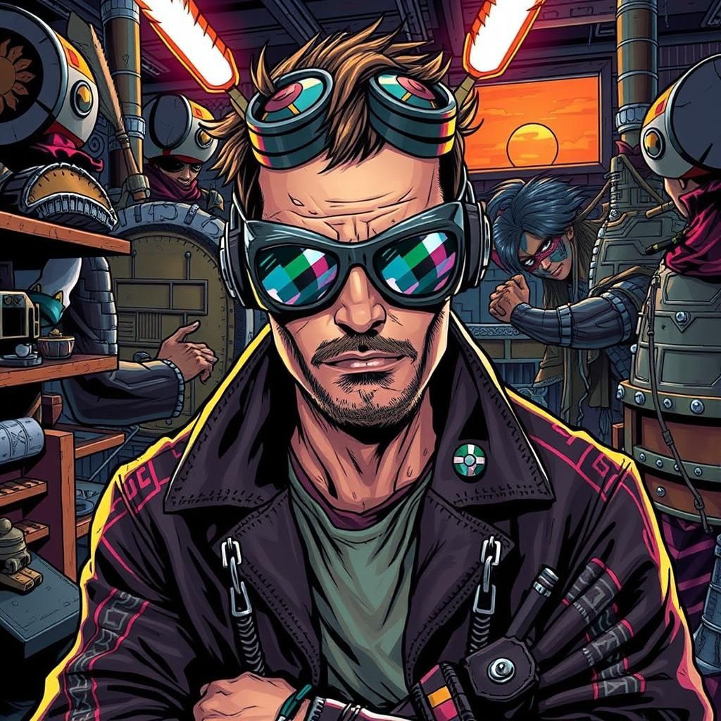 African Warriors Clash at Sunset, Comic Book Style