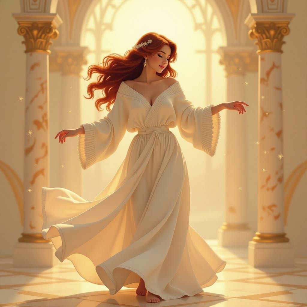 Princess Ariel Dancing in Golden Light, Alma-Tadema Style