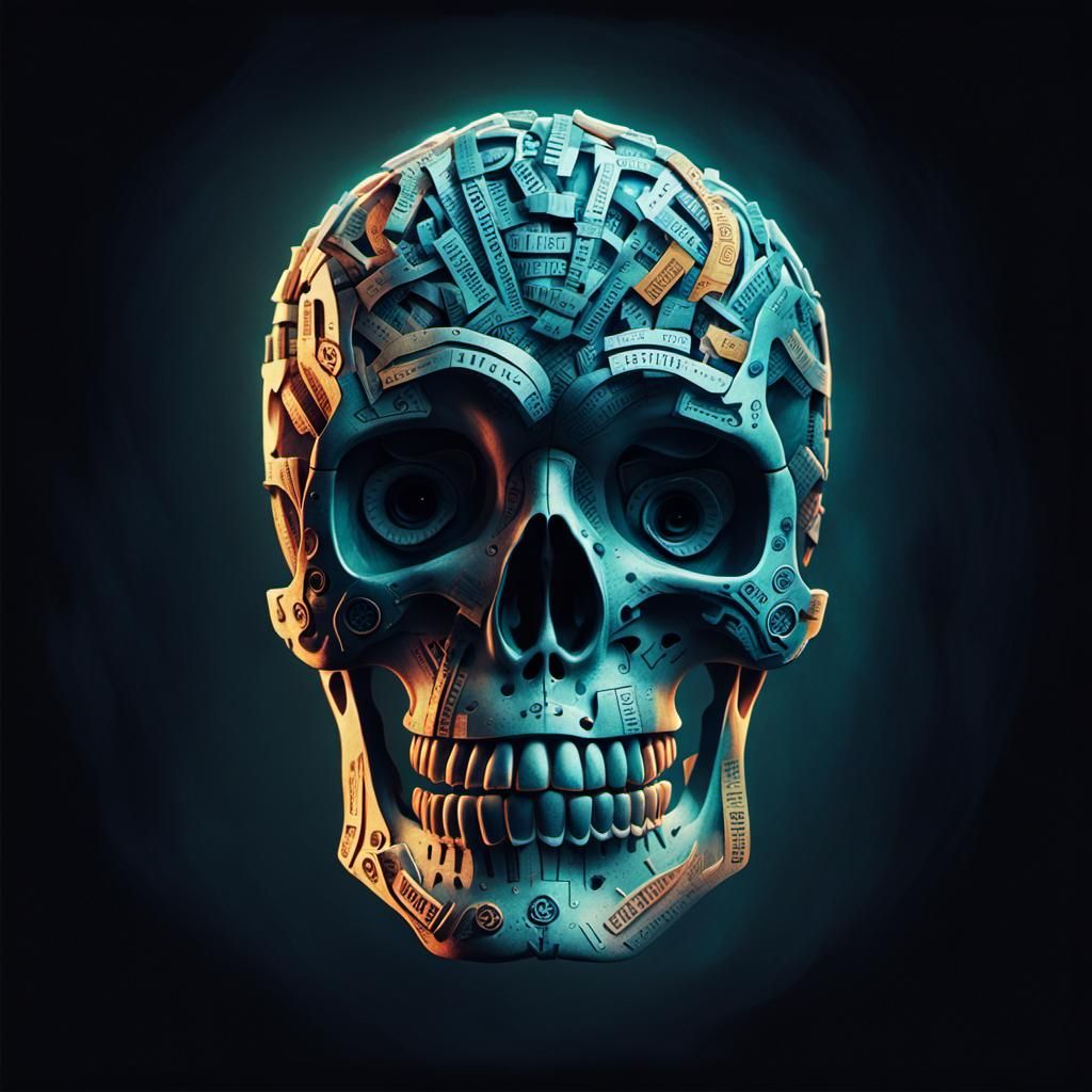 Typographic Skull Art Illustration with Cinematic Lighting