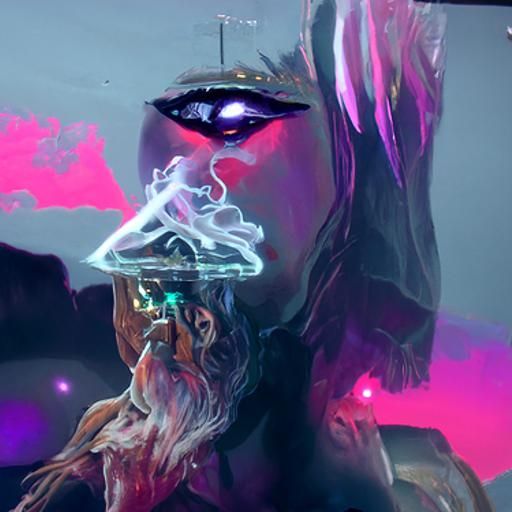 Ranni the Witch Smoking in Cyberpunk Neon Style
