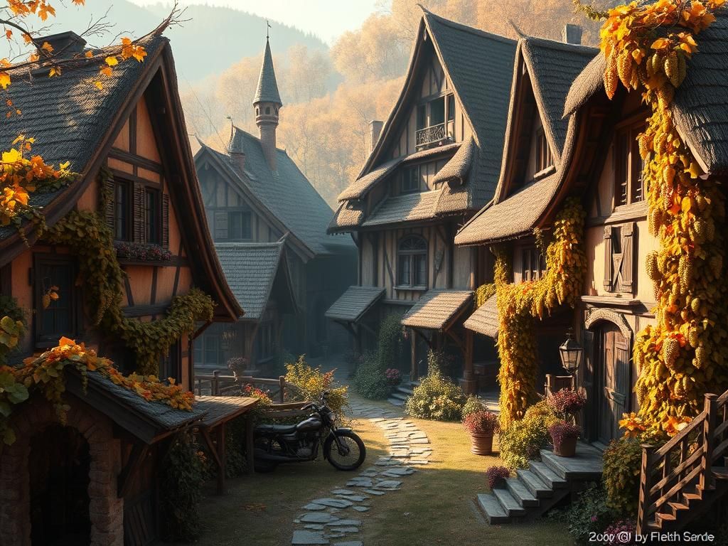 Picturesque Bavarian Village in Autumn Light
