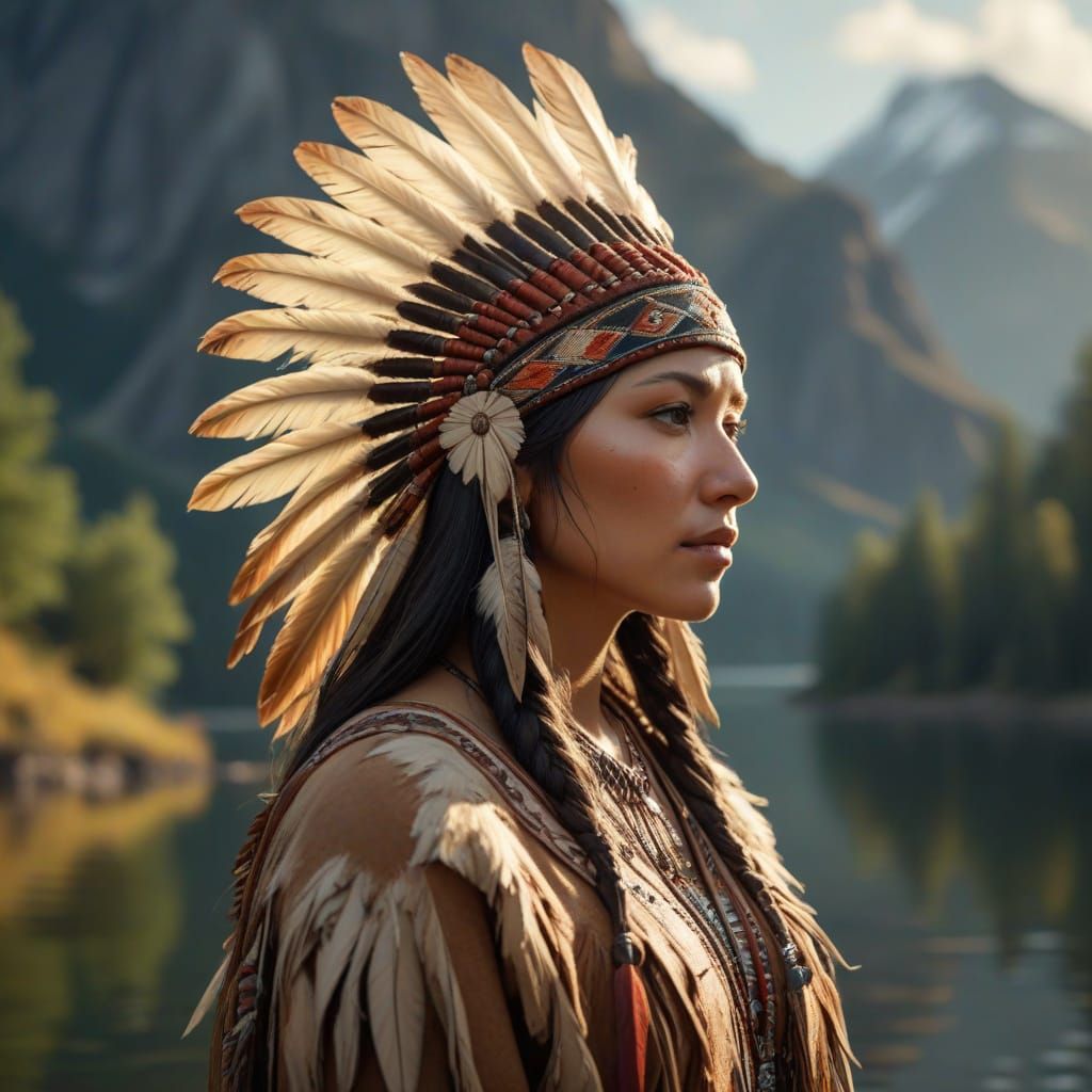 Surrealistic Native American Goddess in Earthy Splendor