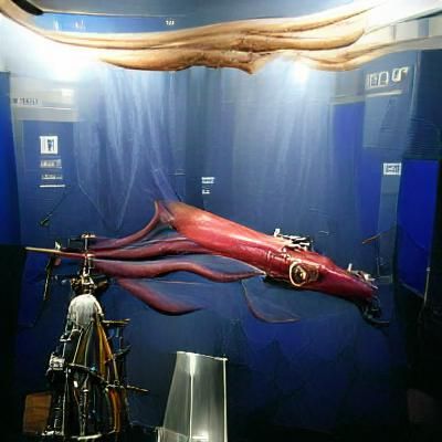 Giant Squid in the Deep Ocean