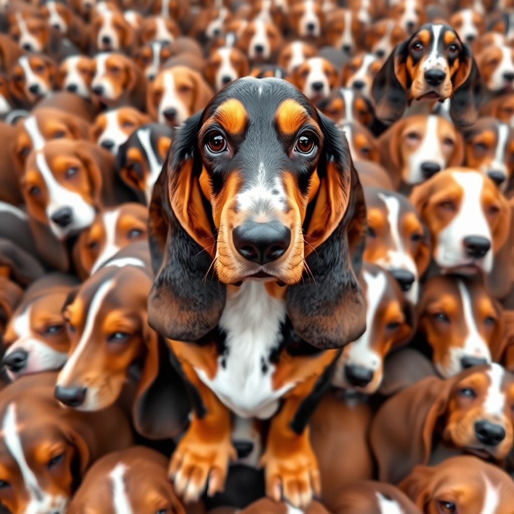 3000 Miniature Basset Hounds Piled Together