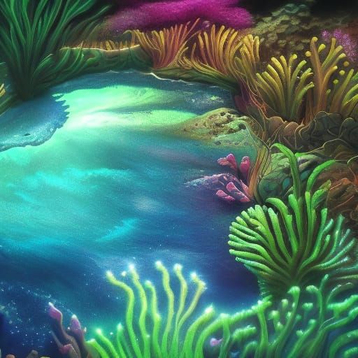 Bioluminescent Mermaid in Underwater Paradise