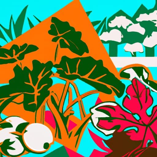 Lush Tropical Food Forest in Pop Art Style
