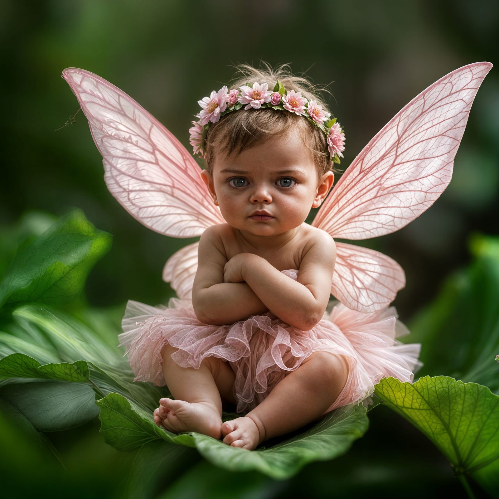 Ethereal Grumpy Fairy Portrait in a Pink Tutu