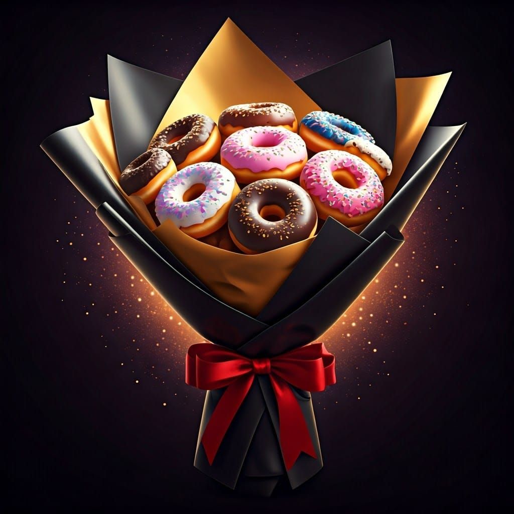 Delicious Donut Bouquet in CGI Rendered Style
