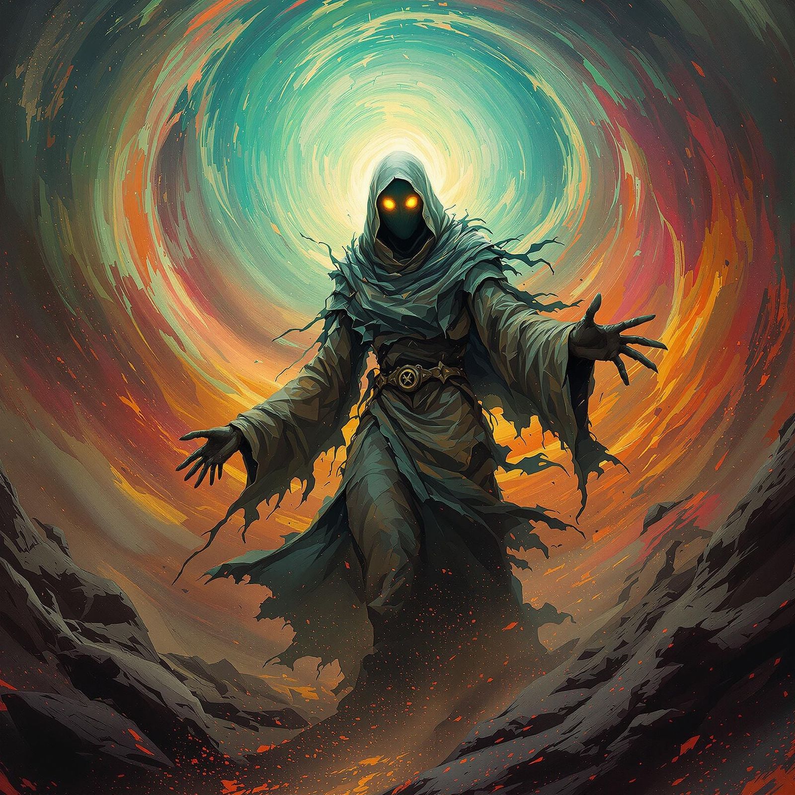 Post-Apocalyptic Oracle with Mystical Energy, Expressive Pai...