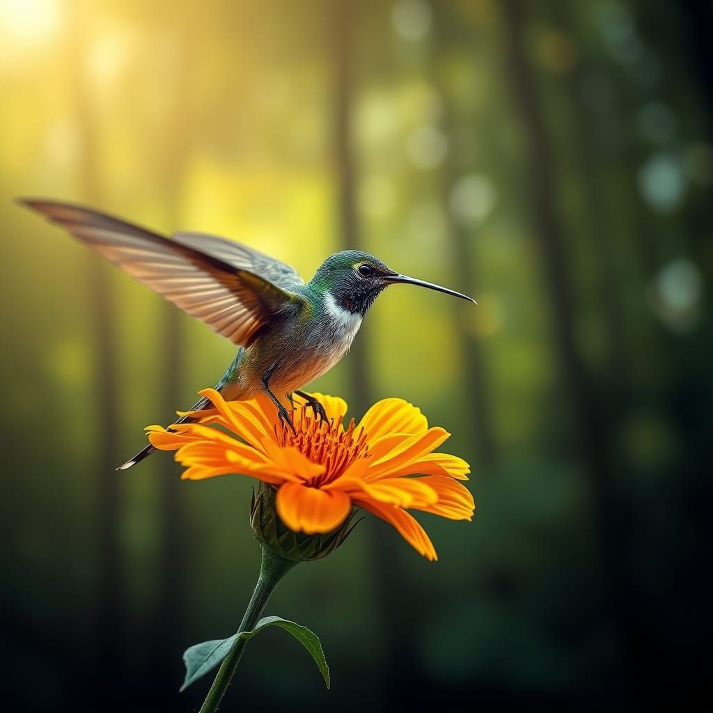 Hummingbird in Flight: Hyperrealistic Wildlife Photography