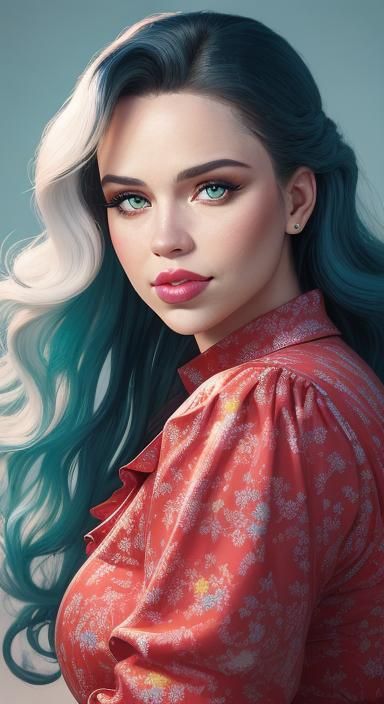 Colorful Portrait of a Curvy Woman on Magazine Cover