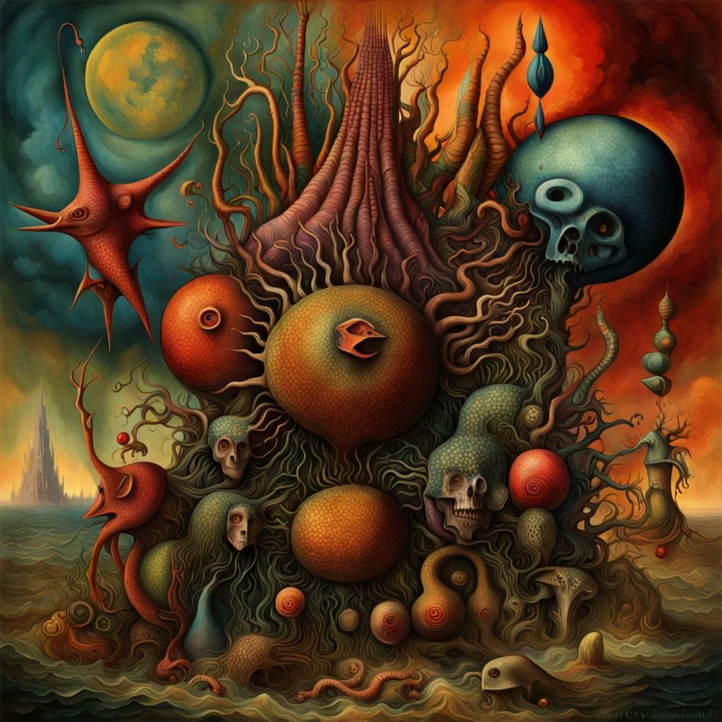 Dreamlike Surreal Landscape in Watercolor Style