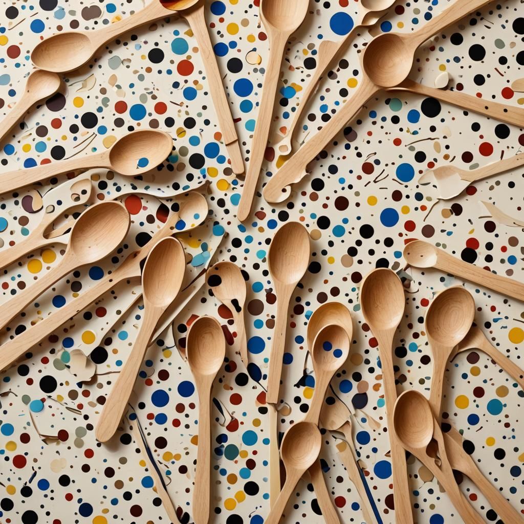 Pop Art Wooden Spoons in Lichtenstein Comic Style