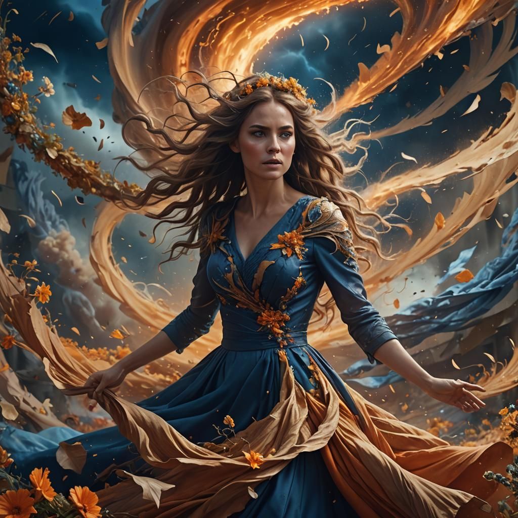 Woman in Tornado: Digital Matte Painting