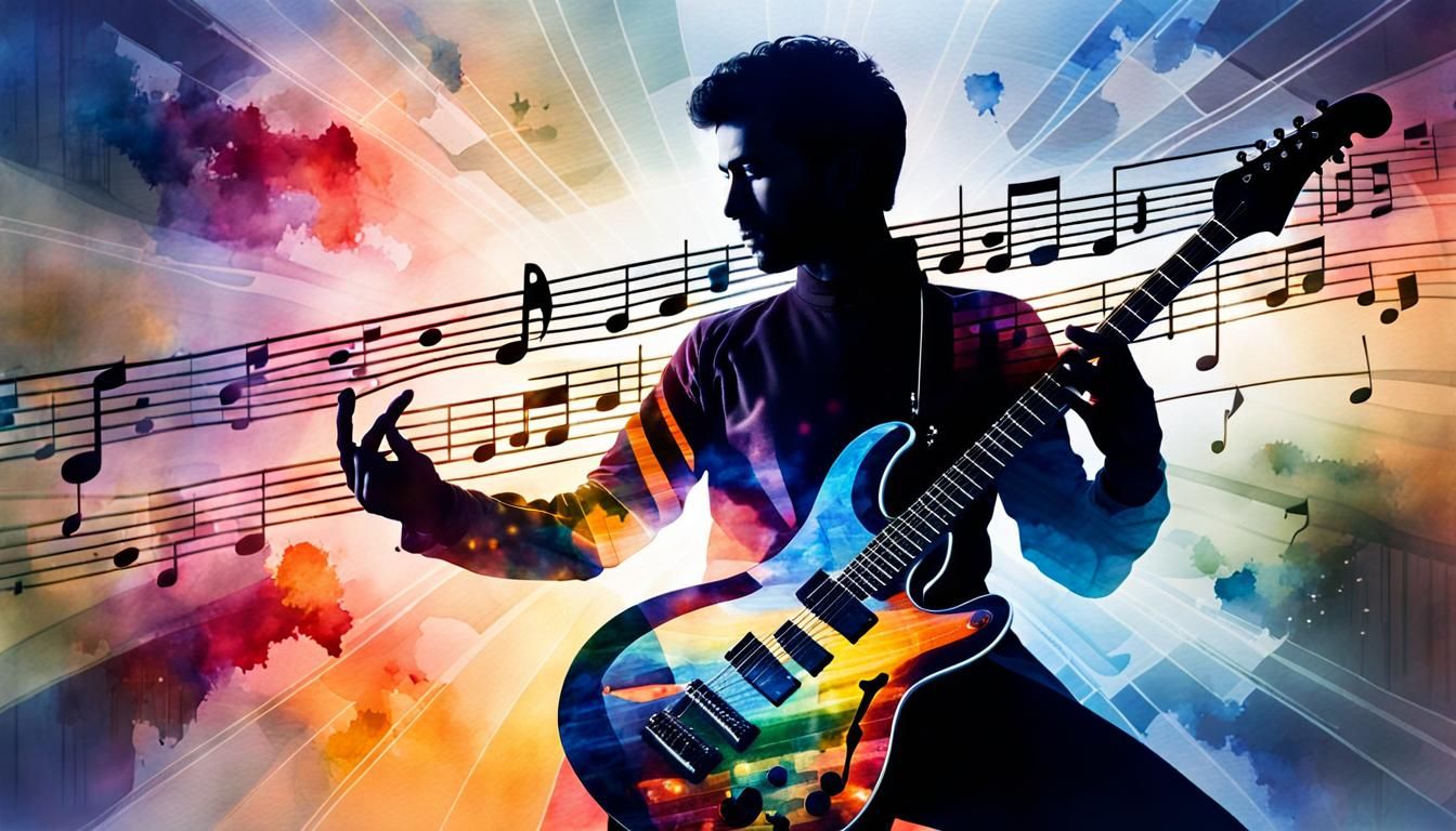Ethereal Guitarist in Watercolor Style