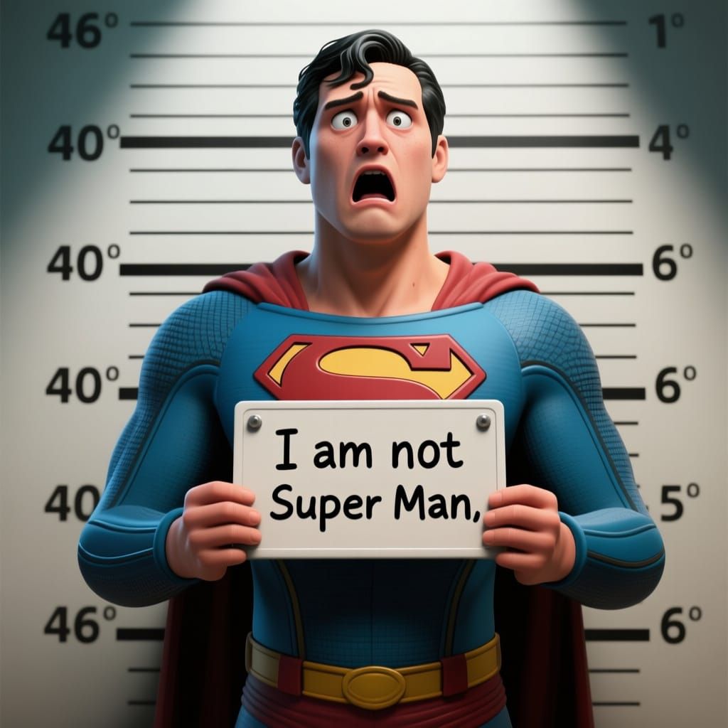 Superman Mugshot: Shocked Expression After Arrest