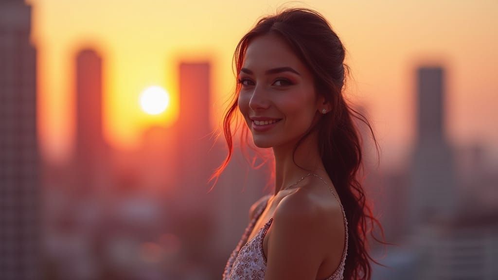 Magazine Cover Featuring Woman in Futuristic Cityscape