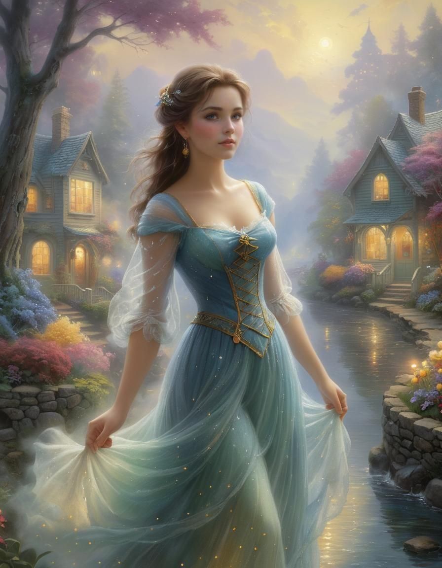 Surreal Ethereal Fantasy in the Style of Thomas Kinkade