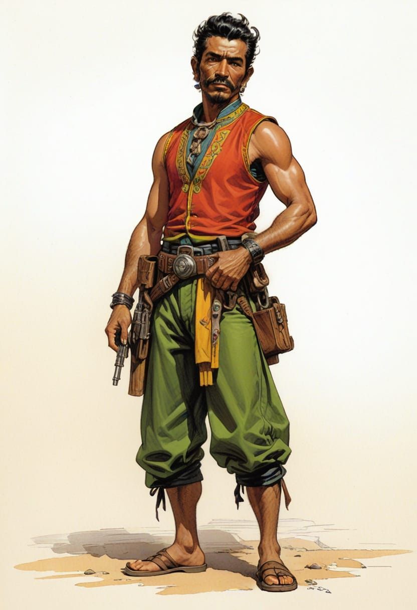 Sci-Fi RPG Character of a 1860s Man in Vivid Costume