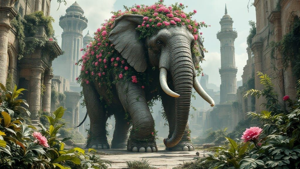 Gigantic Elephant Emerges from Ancient Ruins in Sunken Bruta...