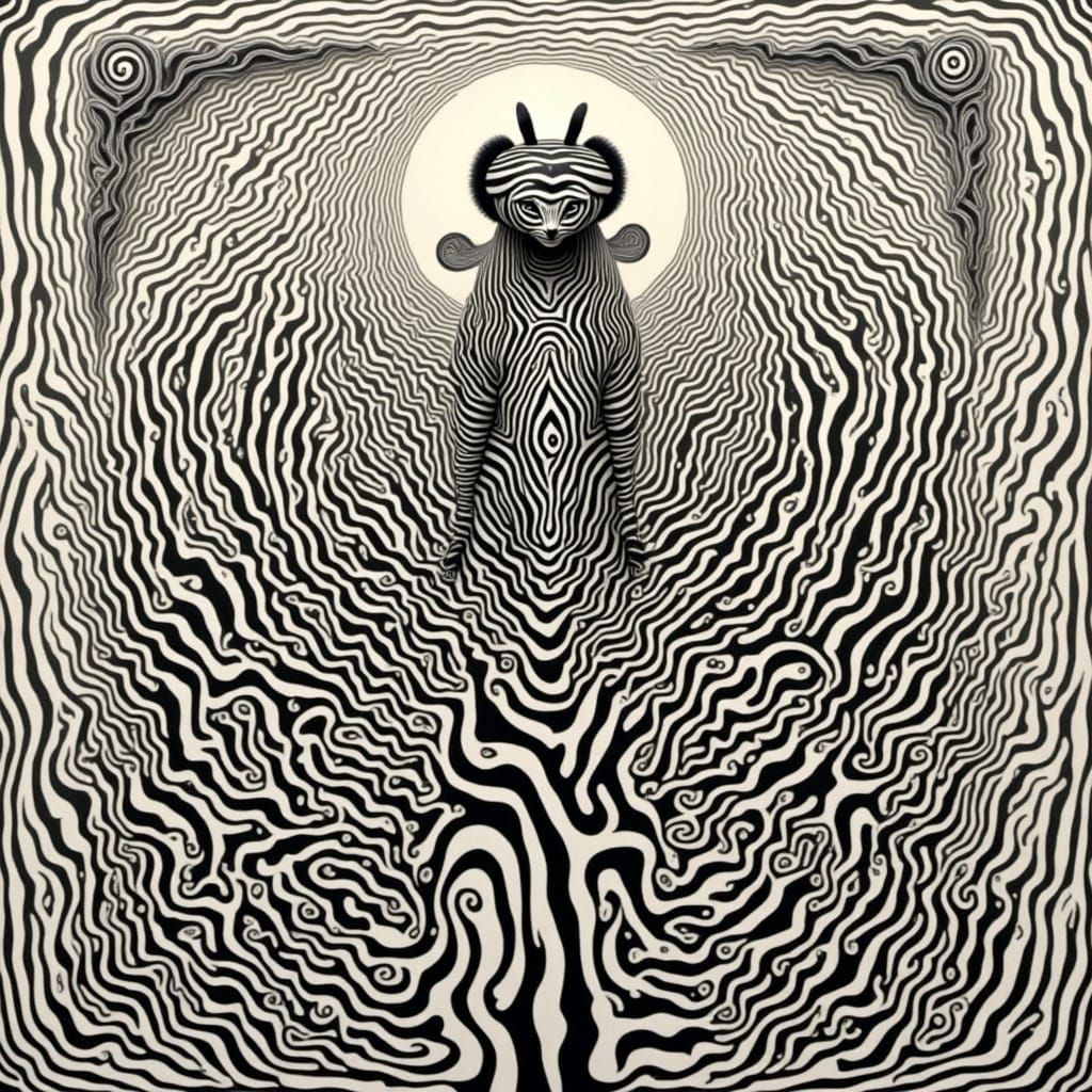 Abstract Zebra Stripes in Black and White