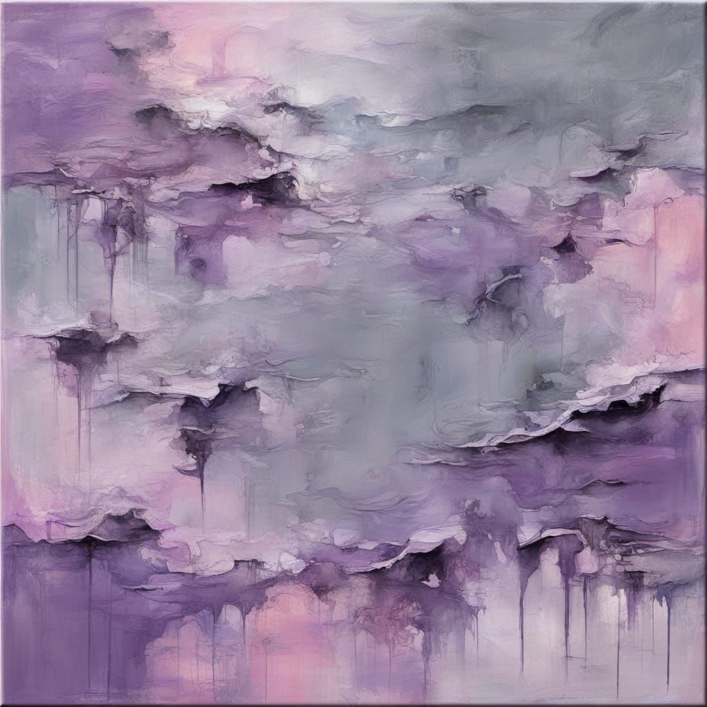 Surreal Abstract Painting of Pink Lavender in Cyberpunk Styl...