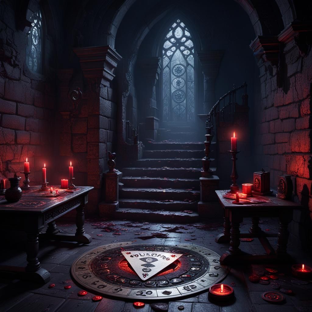 Dark Fantasy Ouija Board in Abandoned Castle